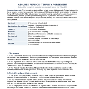 Assured Periodic Tenancy Agreement Template
